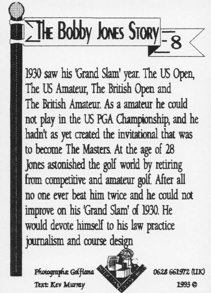 Story Of Bobby Jones American Old Golf Grand Slam Trade Card