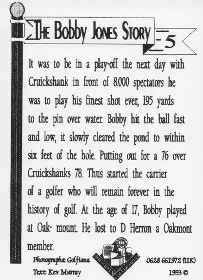 Bobby Jones Story vs Cruickshank USA Old Golf Photo Trade Card