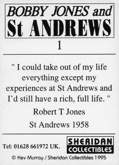 Bobby Jones USA Golf & St Andrews Course 1958 Quote Photo Trade Card