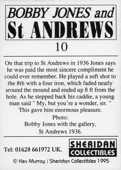 Bobby Jones USA Golf & St Andrews Course 1936 Gallery Trade Card