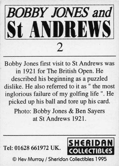 Bobby Jones USA Golf & St Andrews Course Ben Sayers 1921 Trade Card