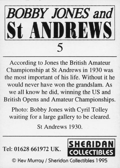 Bobby Jones USA Golf & St Andrews Course 1930 Open Trade Photo Card