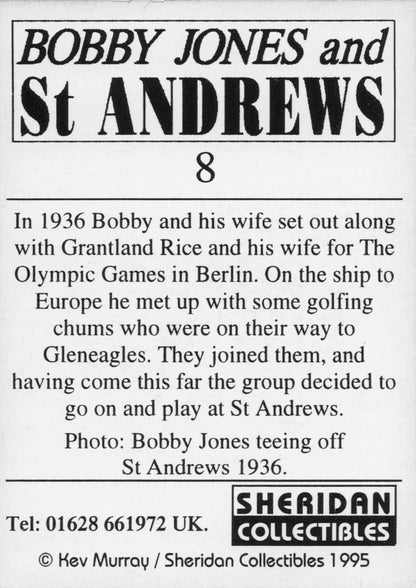 Bobby Jones USA Golf & St Andrews Course 1936 Olympics Trade Card