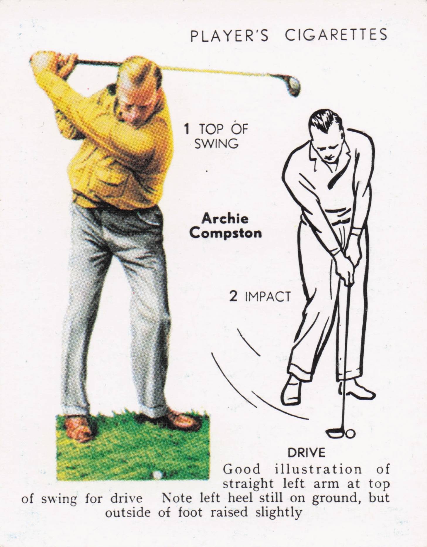Archie Compston Golfer Driving Golf Guide Players Photo Cigarette Card