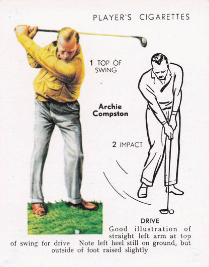 Archie Compston Golfer Driving Golf Guide Players Photo Cigarette Card