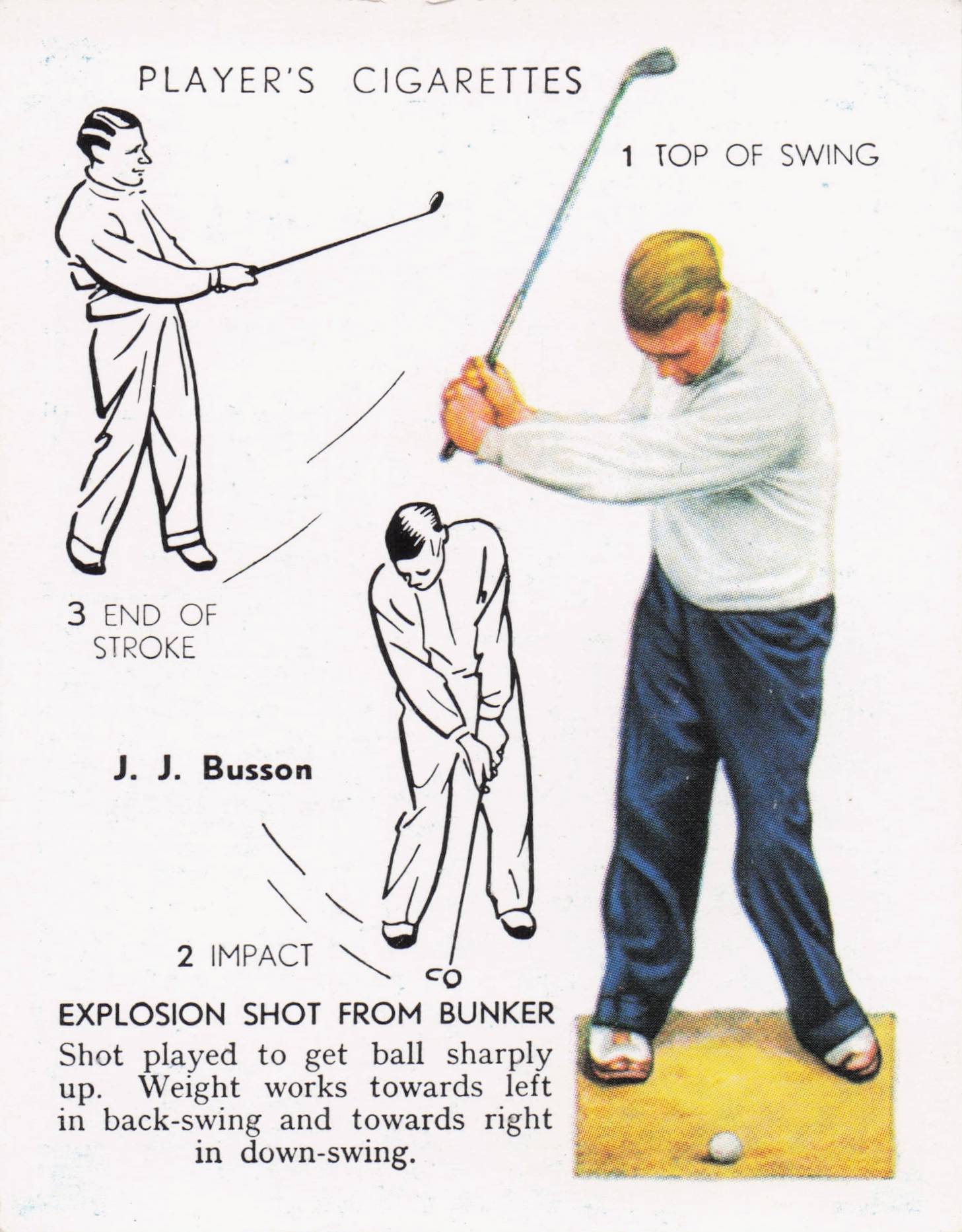 JJ Busson Golfer Driving Golf Guide Players Photo Cigarette Card