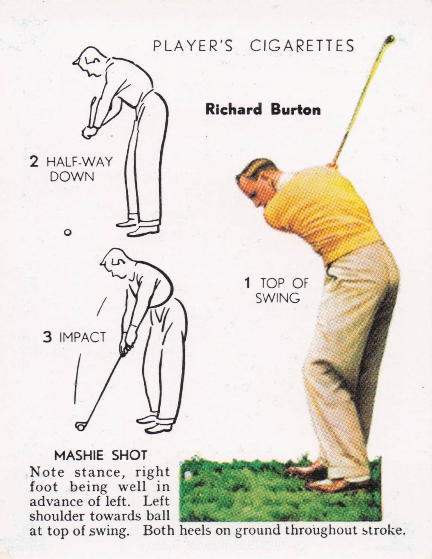 Richard Burton Golfer Driving Golf Guide Players Photo Cigarette Card