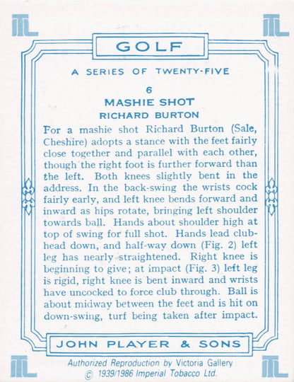 Richard Burton Golfer Driving Golf Guide Players Photo Cigarette Card