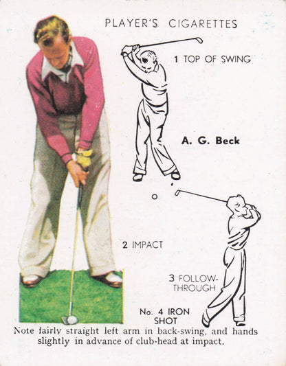 AG Beck Golfer Driving Golf Guide Players Photo Cigarette Card