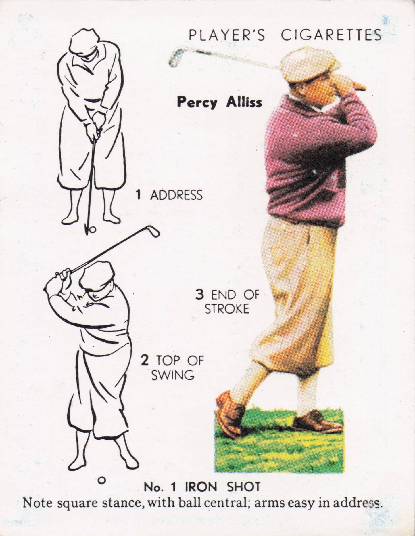 Percy Alliss Golfer Driving Golf Guide Players Photo Cigarette Card
