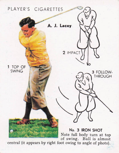 AJ Lacey Golfer Driving Golf Guide Players Photo Cigarette Card