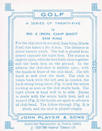 Sam King Golfer Driving Golf Guide Players Photo Cigarette Card