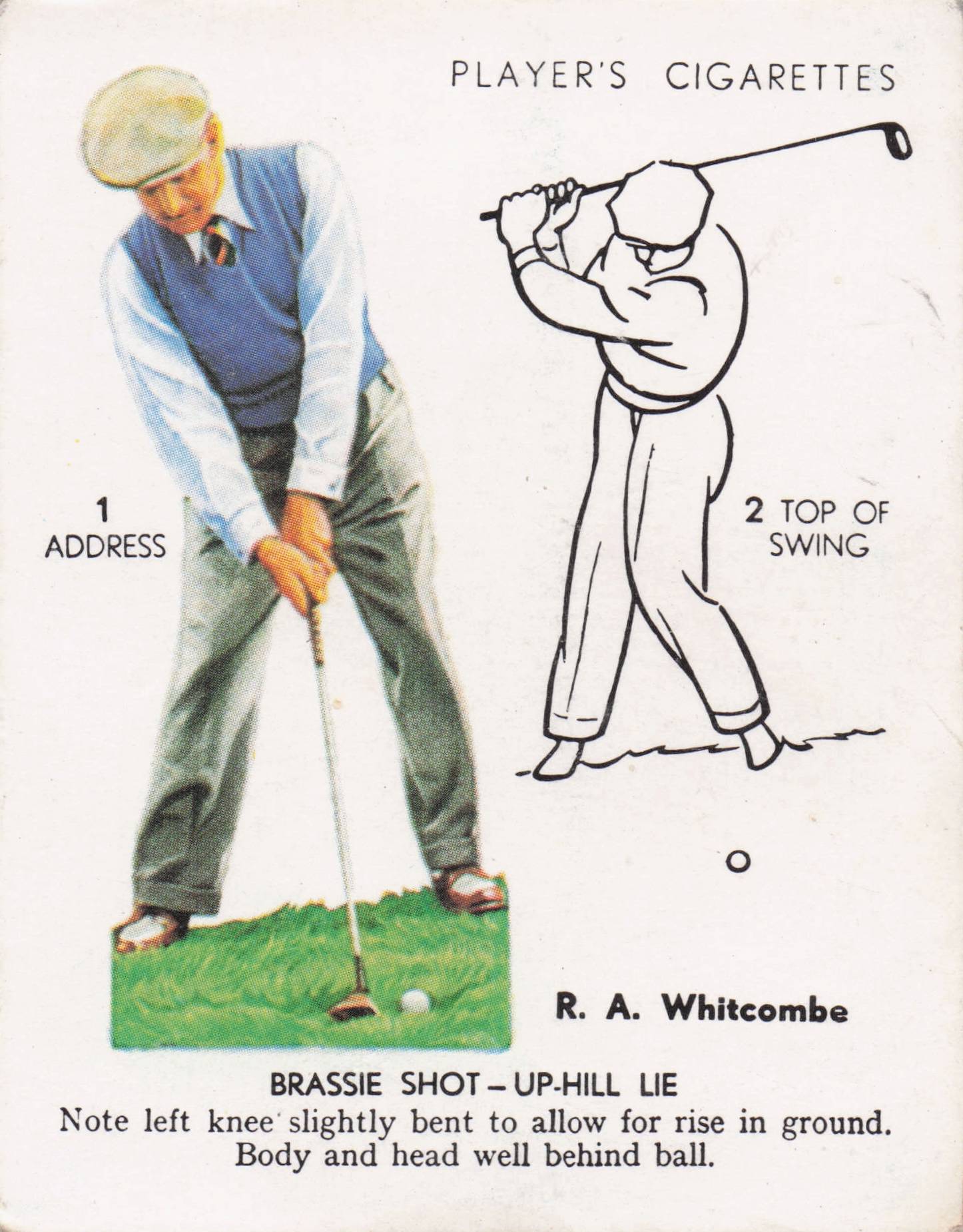 RA Whitcombe Golfer Driving Golf Guide Players Photo Cigarette Card