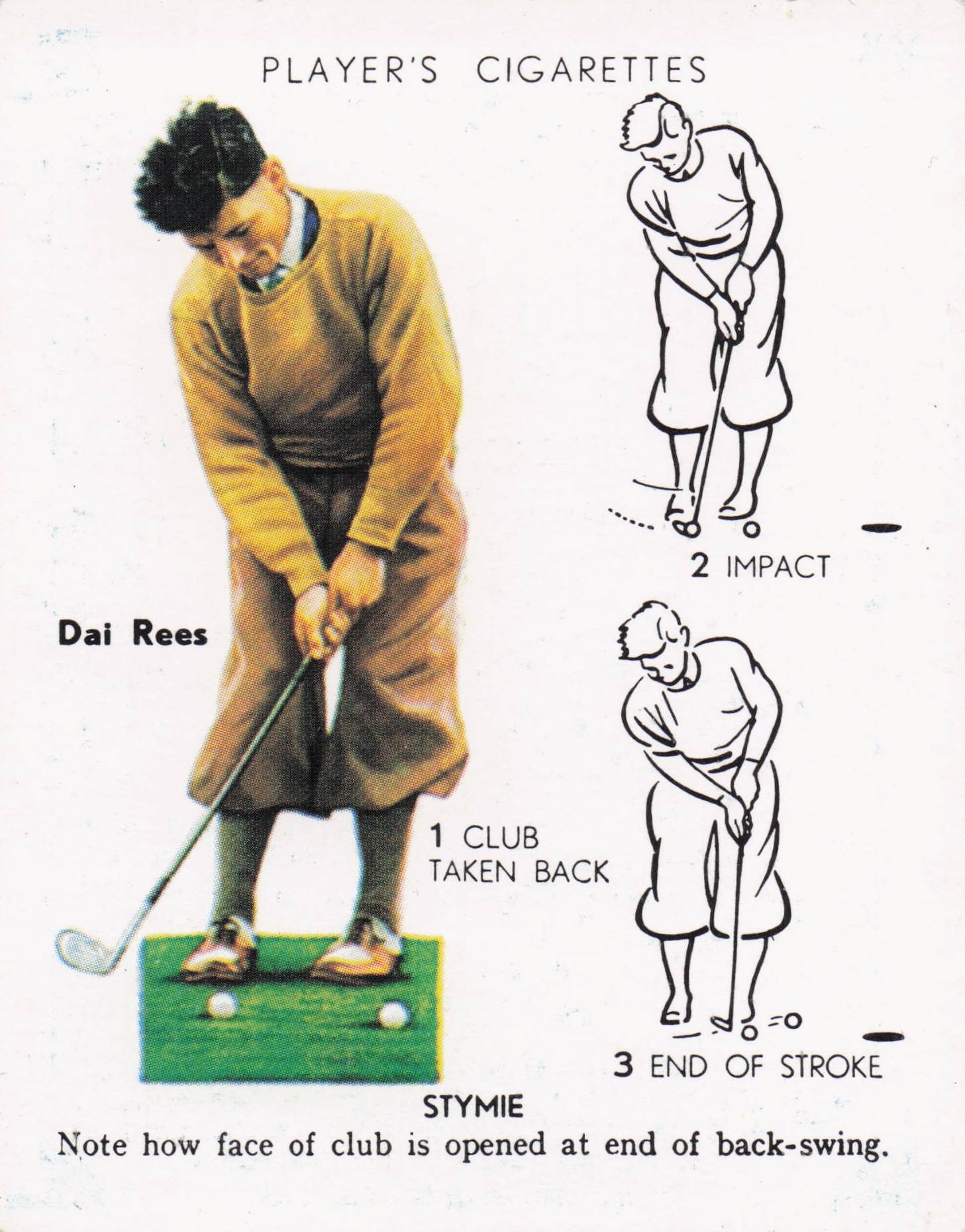 Dai Rees Golfer Driving Golf Guide Players Photo Cigarette Card