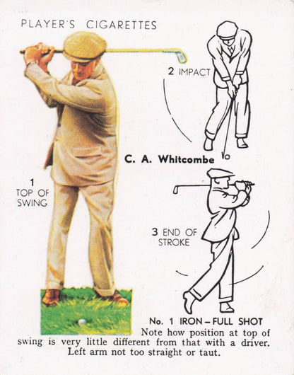 CA Whitcombe Golfer Driving Golf Guide Players Photo Cigarette Card