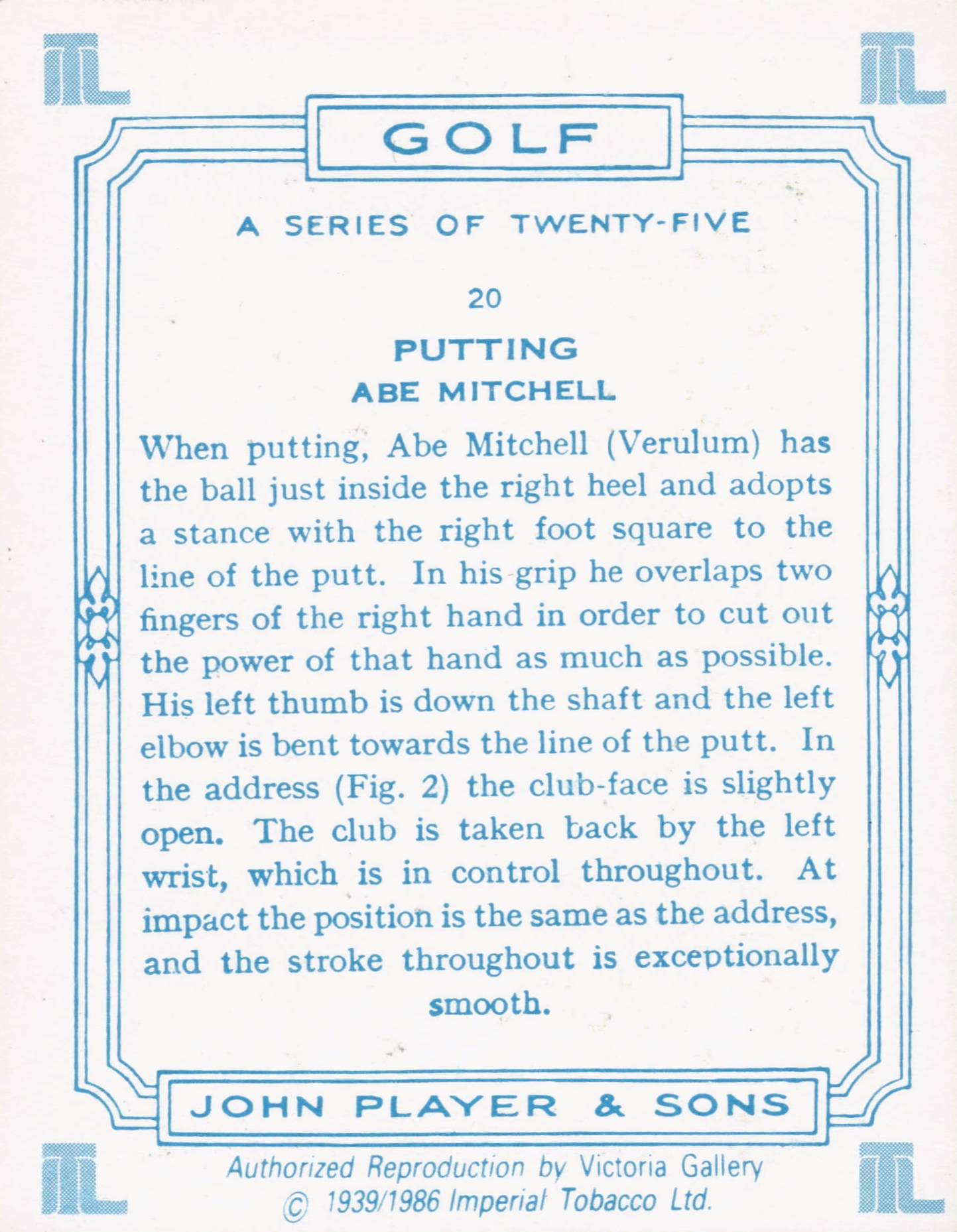 Abe Mitchell Golfer Driving Golf Guide Players Photo Cigarette Card