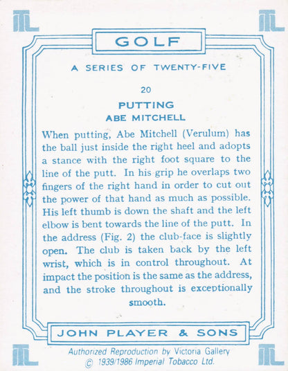 Abe Mitchell Golfer Driving Golf Guide Players Photo Cigarette Card