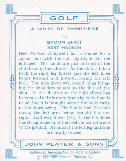 Bert Hodson Golfer Driving Golf Guide Players Photo Cigarette Card