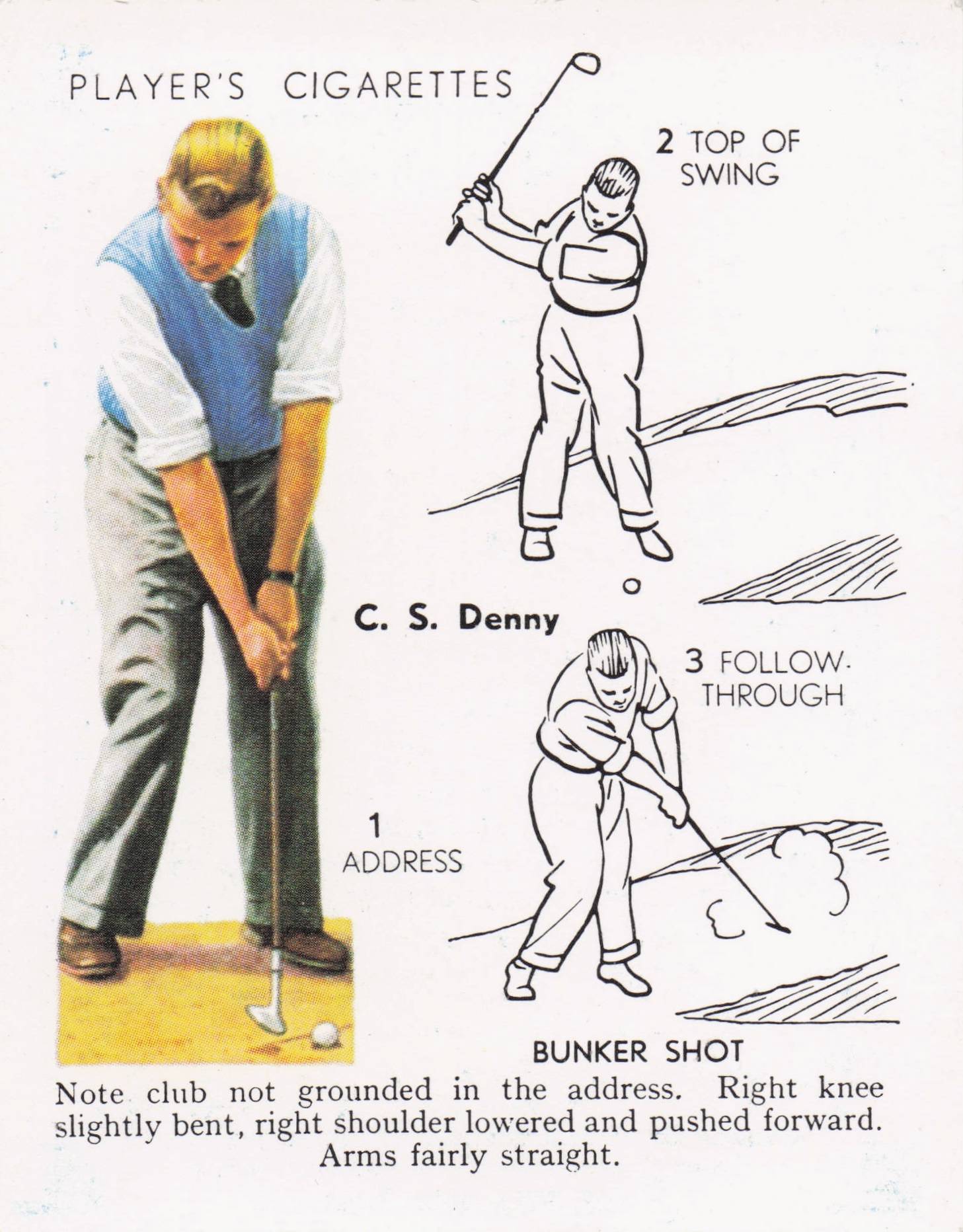 CS Denny Golfer Driving Golf Guide Players Photo Cigarette Card