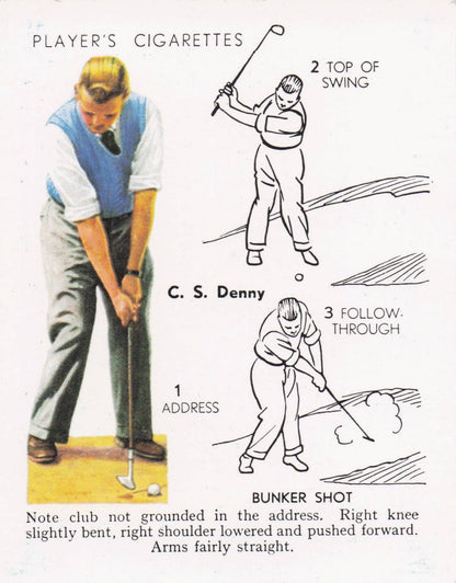 CS Denny Golfer Driving Golf Guide Players Photo Cigarette Card
