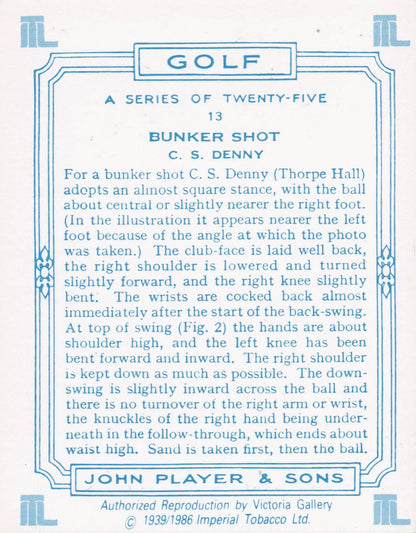 CS Denny Golfer Driving Golf Guide Players Photo Cigarette Card