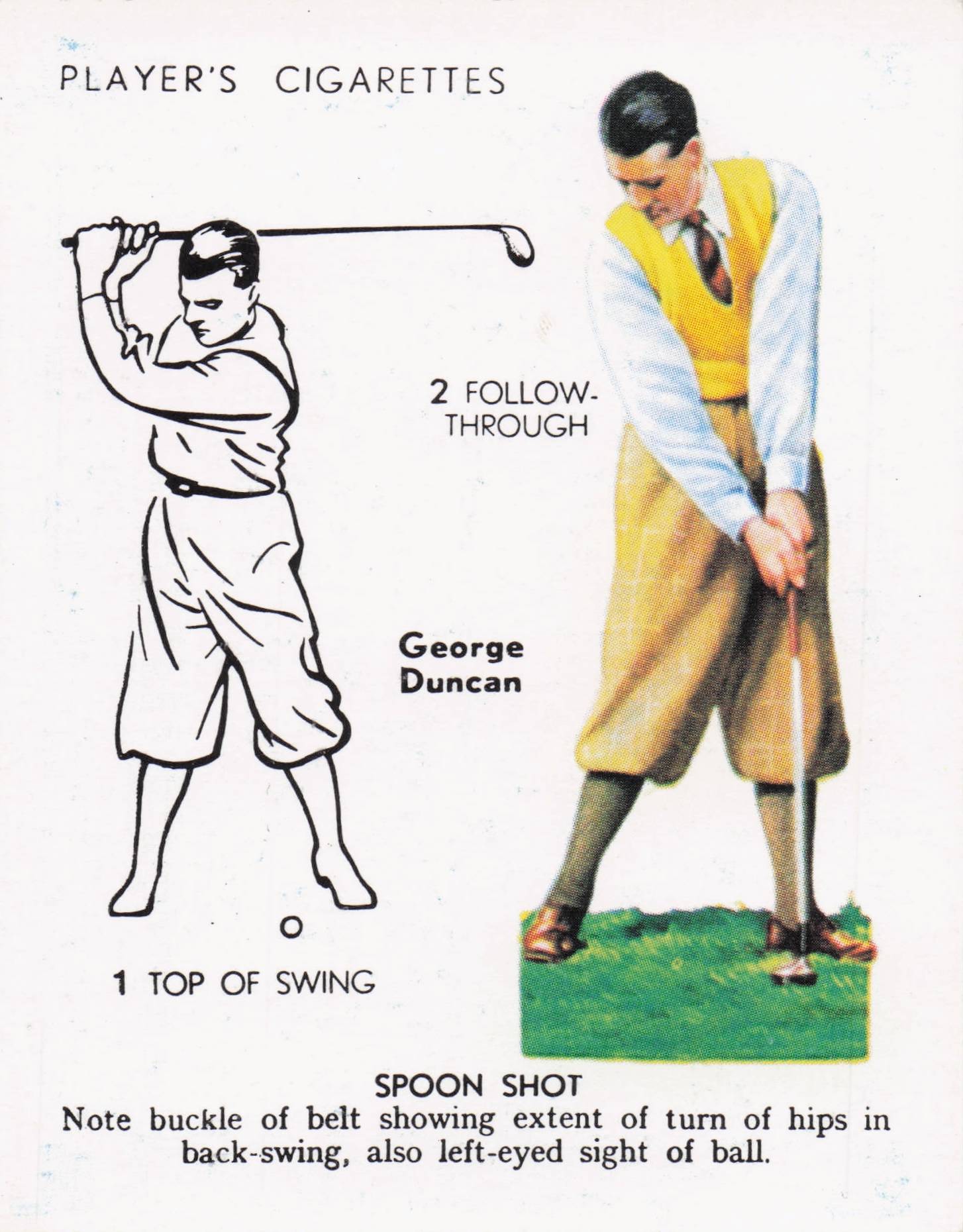 George Duncan Golfer Driving Golf Guide Players Photo Cigarette Card