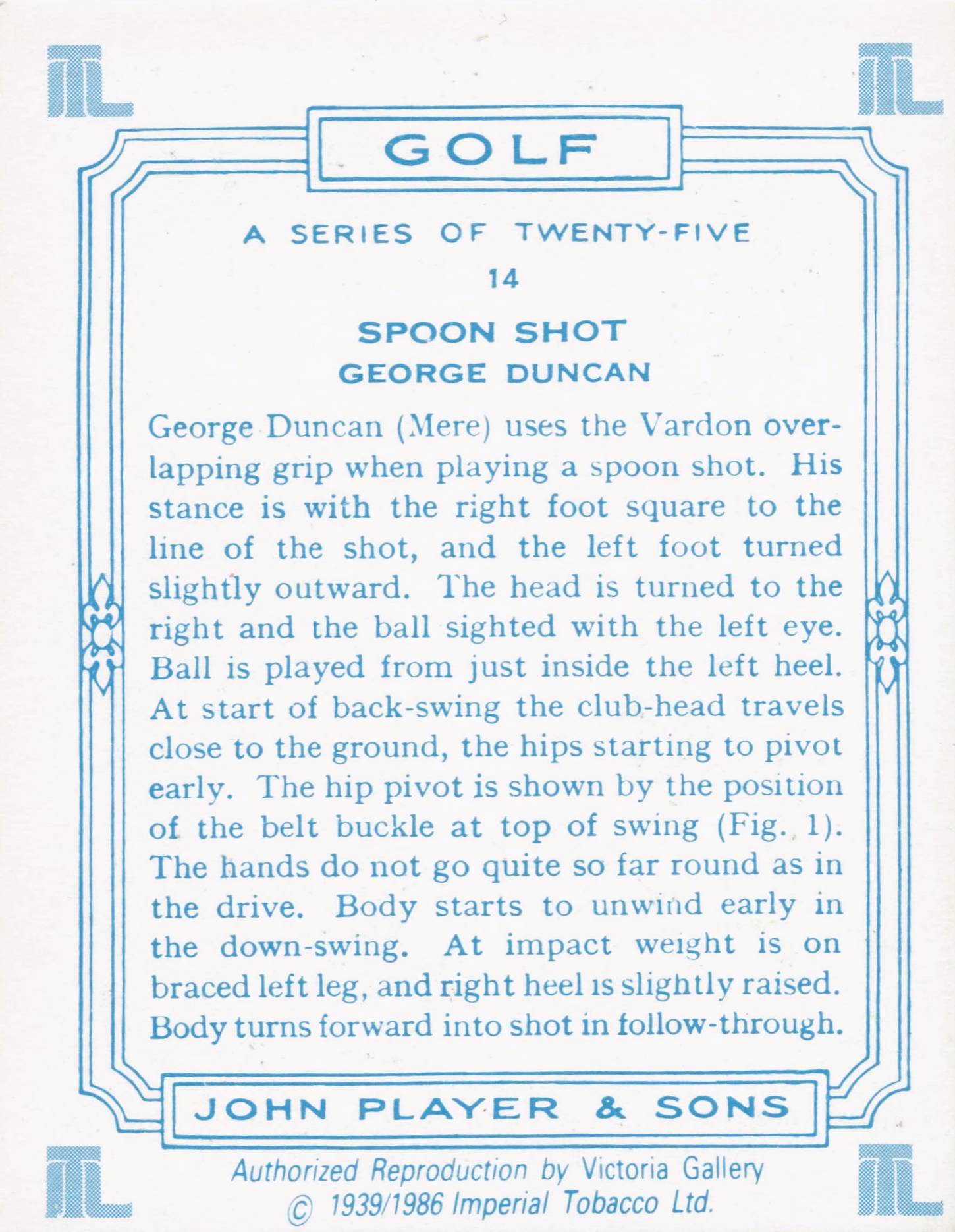 George Duncan Golfer Driving Golf Guide Players Photo Cigarette Card