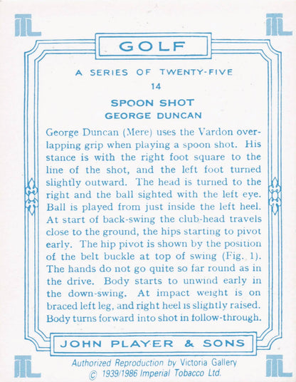 George Duncan Golfer Driving Golf Guide Players Photo Cigarette Card