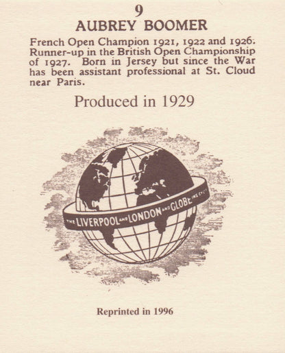 Aubrey Broomer Golf Rare Globe Insurance Photo Trade Card