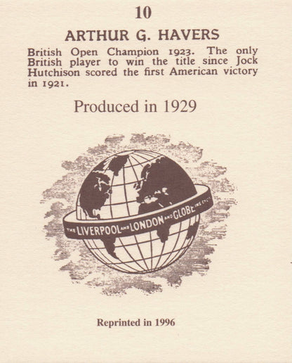 Arthur Havers Golf Rare Globe Insurance Photo Trade Card