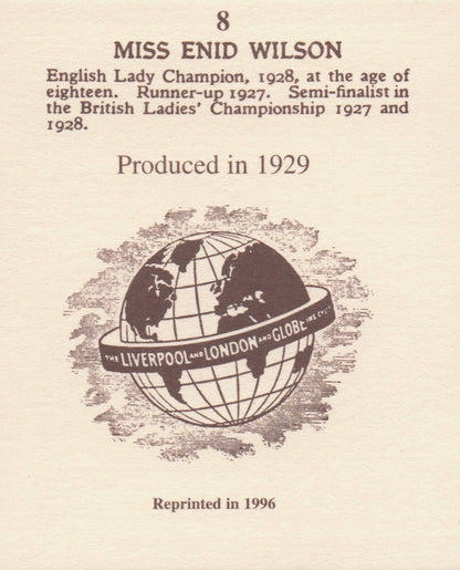 Miss Enid Wilson Golf Rare Globe Insurance Photo Trade Card