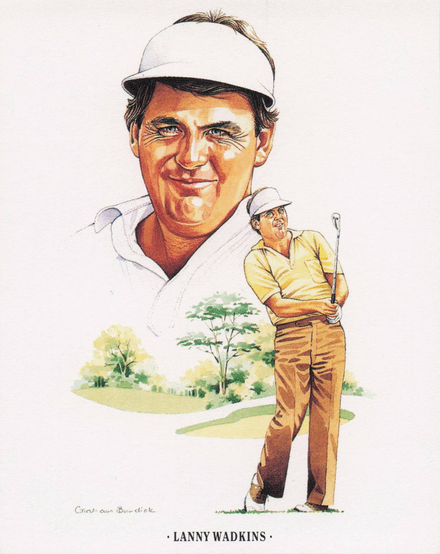 Larry Wadkins American Golfer Imperial USA Golf Art Painting Trade Card