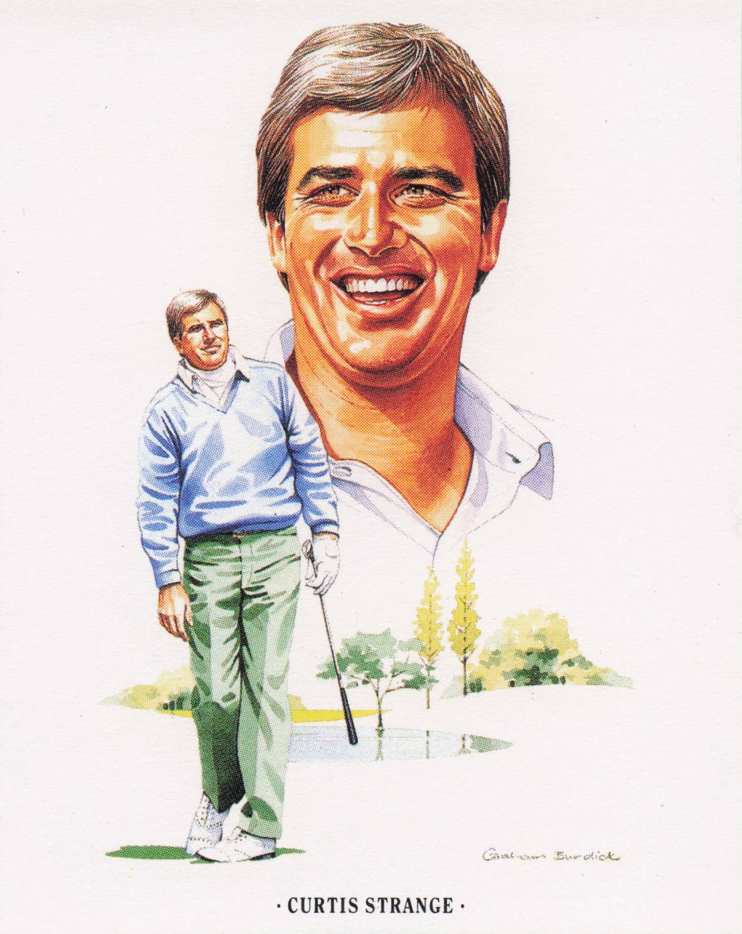 Curtis Strange American Golfer Imperial USA Golf Art Painting Trade Card