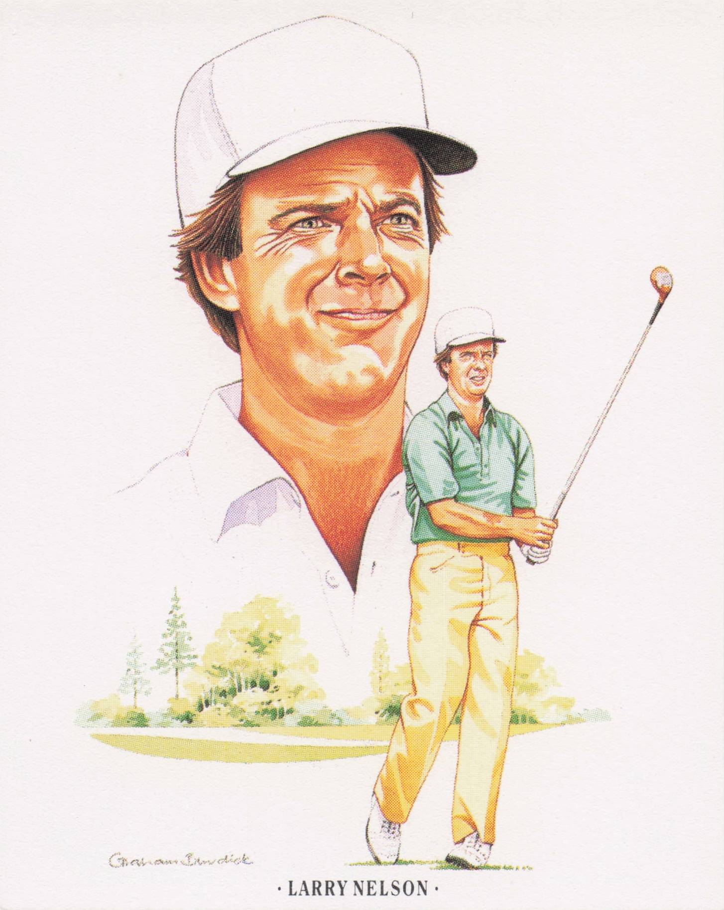 Larry Nelson American Golfer Imperial USA Golf Art Painting Trade Card