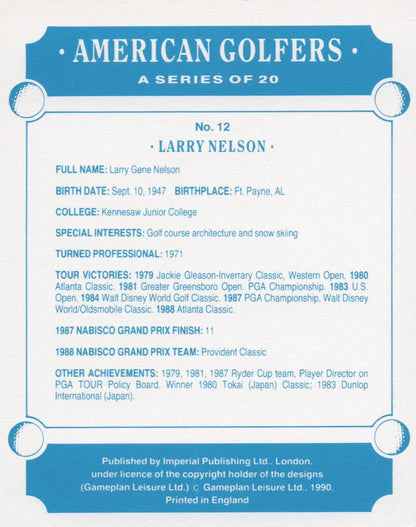 Larry Nelson American Golfer Imperial USA Golf Art Painting Trade Card