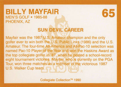 Billy Mayfair Arizona State Collegiate Collection Rare Golf Trade Card