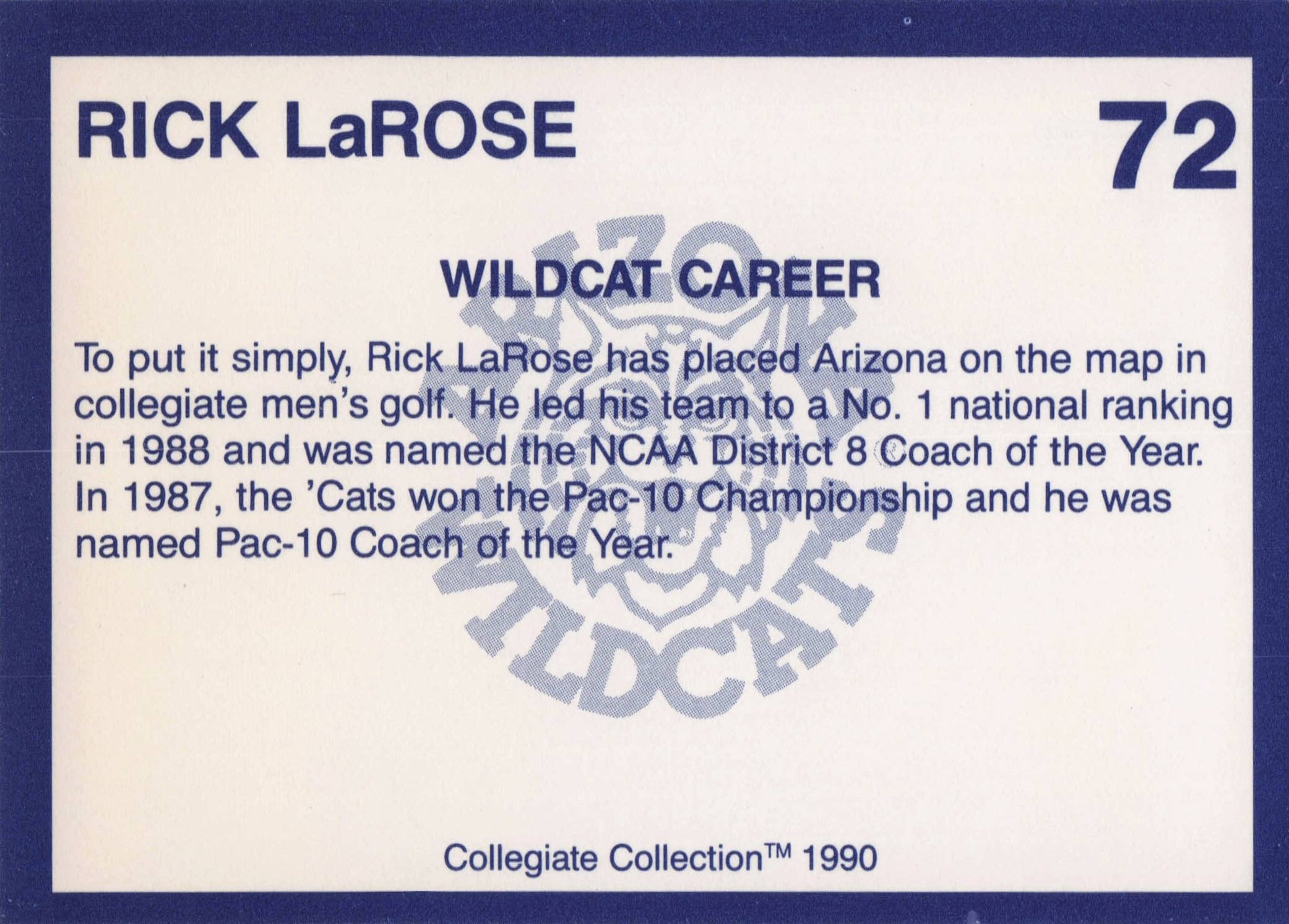 Rick LaRose Arizona State Collegiate Collection Rare Golf Trade Card