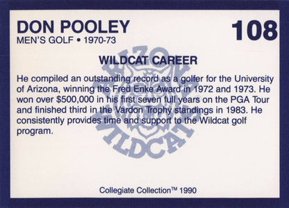 Don Pooley Arizona State Collegiate Collection Rare Golf Trade Card