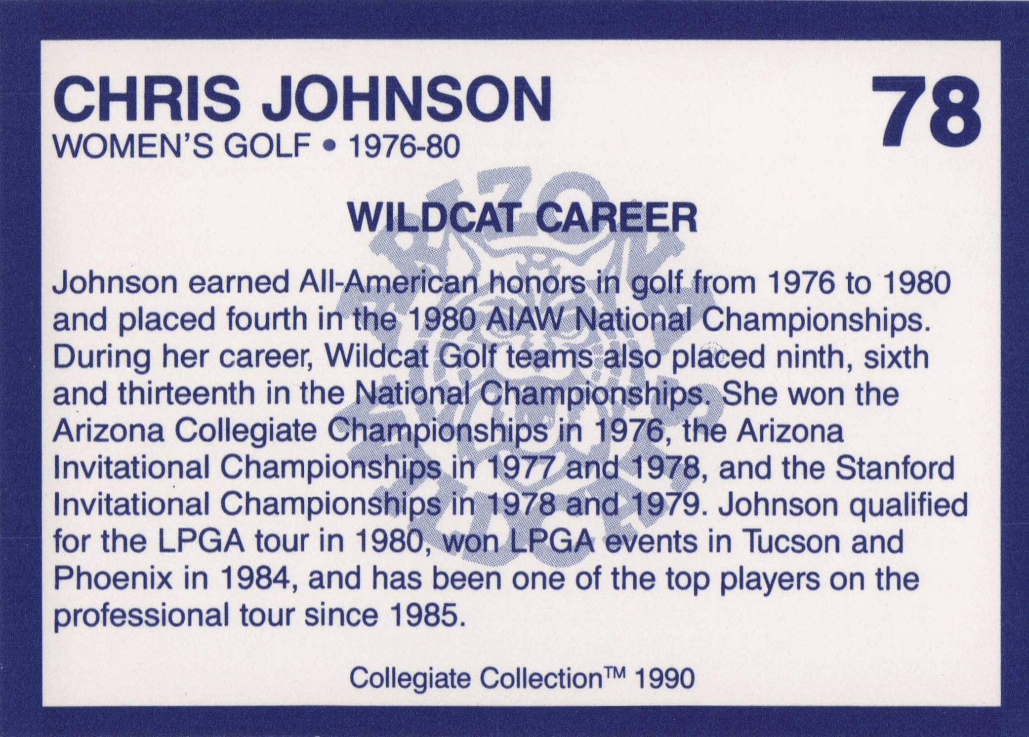 Chris Johnson Arizona State Collegiate Collection Rare Golf Trade Card