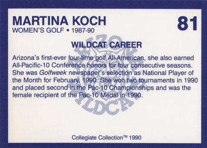 Martina Koch Arizona State Collegiate Collection Rare Golf Trade Card