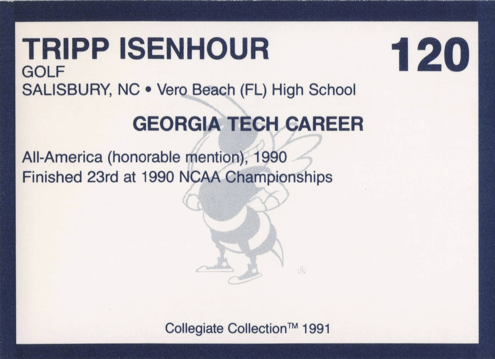 Tripp Isenhour Georgia Tech Collegiate Collection Rare Golf Trade Card