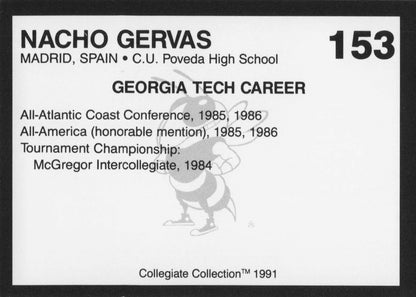 Nacho Gervas Georgia Tech Collegiate Collection Rare Golf Trade Card