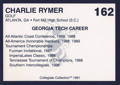 Charlie Rymer Georgia Tech Collegiate Collection Rare Golf Trade Card