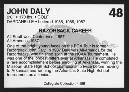 John Daly Arkansas Collegiate Collection Rare Golf Trade Card