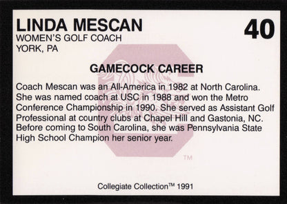 Linda Mescan South Carolina Collegiate Collection Rare Golf Trade Card