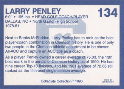 Larry Penley Clemson Collegiate Collection Rare Golf Trade Card
