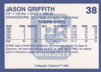 Jason Griffith Clemson Collegiate Collection Rare Golf Trade Card
