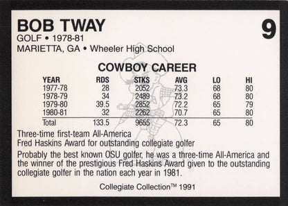 Bob Tway Oklahoma State Collegiate Collection Rare Golf Trade Card