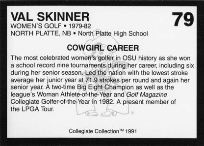 Val Skinner Oklahoma State Collegiate Collection Rare Golf Trade Card