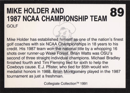 Mike Holder & 1987 NCAA Team Oklahoma State Collegiate Golf Trade Card